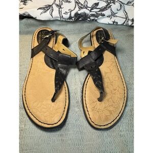 BOC Born Concept Black Faux Leather Thong TStrap Slingback SandaL 8 M